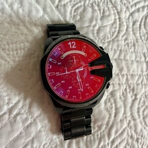 Diesel Iridescent Crystal Mega Chief Black Ion-Plated Stainless Steel Watch